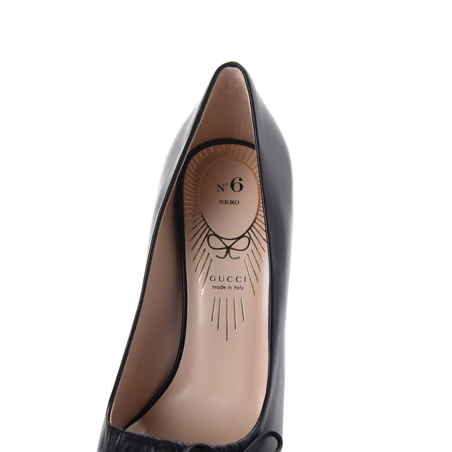 Gucci Nappa Bow High Heel Pumps 38.5 Black 7 of 10