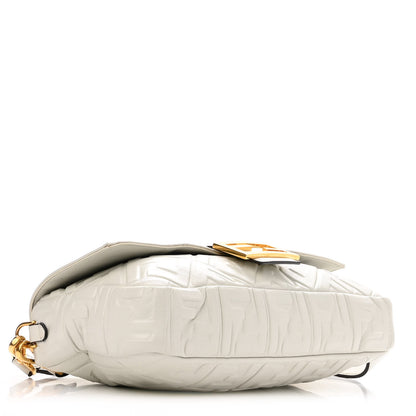 Fendi Nappa FF 1974 Embossed Large Baguette White 4 of 12