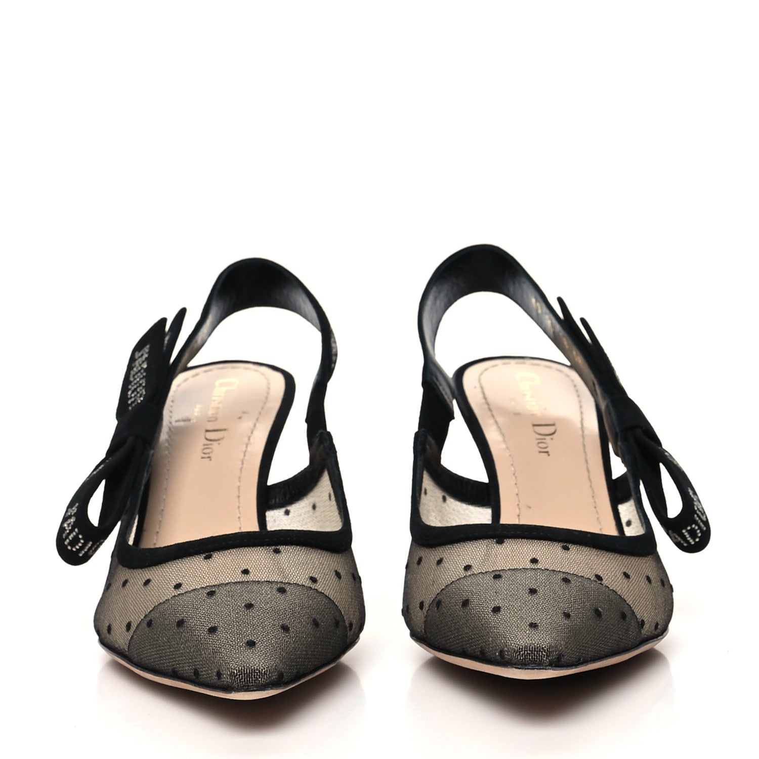 Christian Dior Mesh Plumetis Crystal Suede J'Adior Slingback 65mm Pumps 38.5 Nude Black 2 of 10