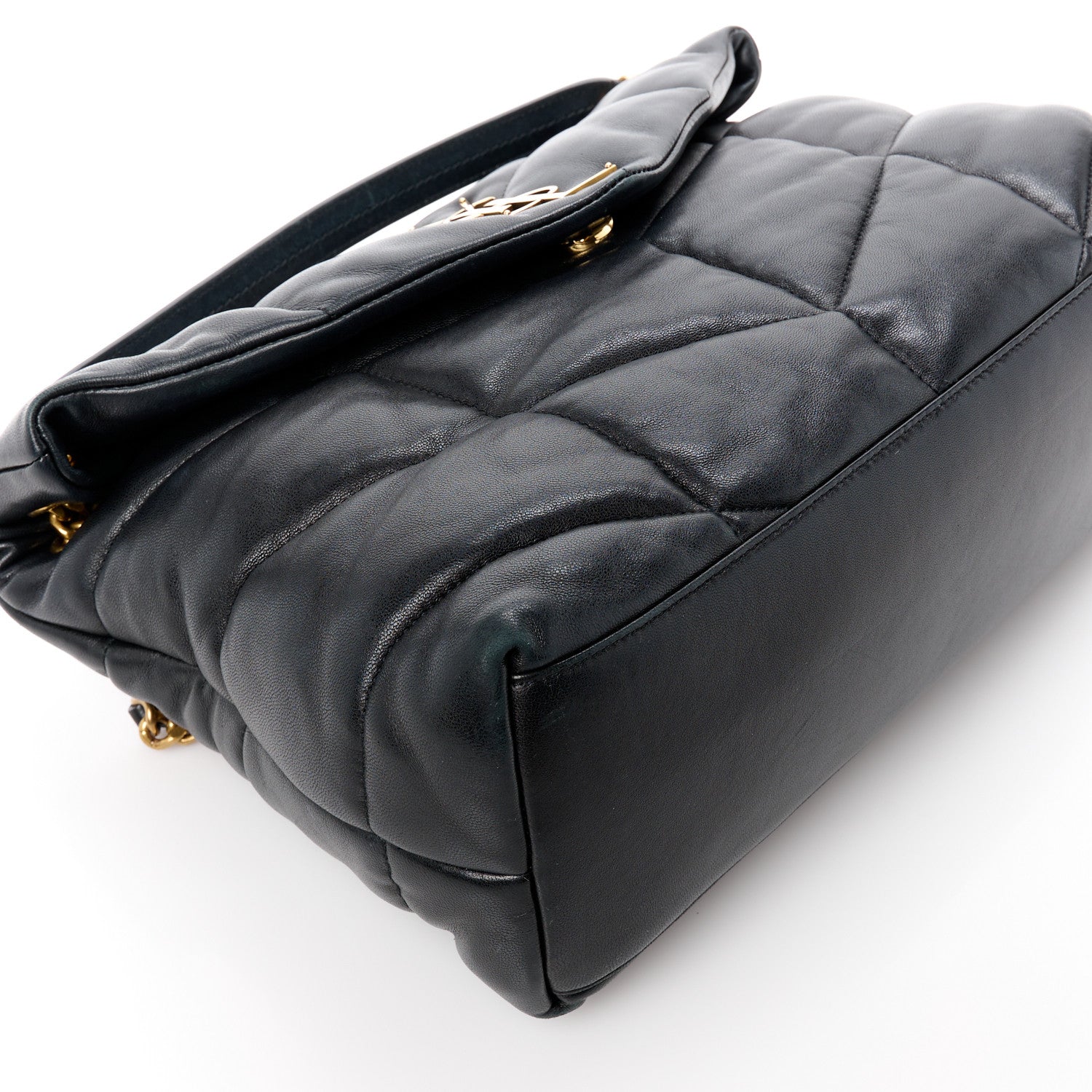 Saint Laurent Lambskin Quilted Medium Loulou Puffer Monogram Chain Satchel Dark Leaf 10 of 11