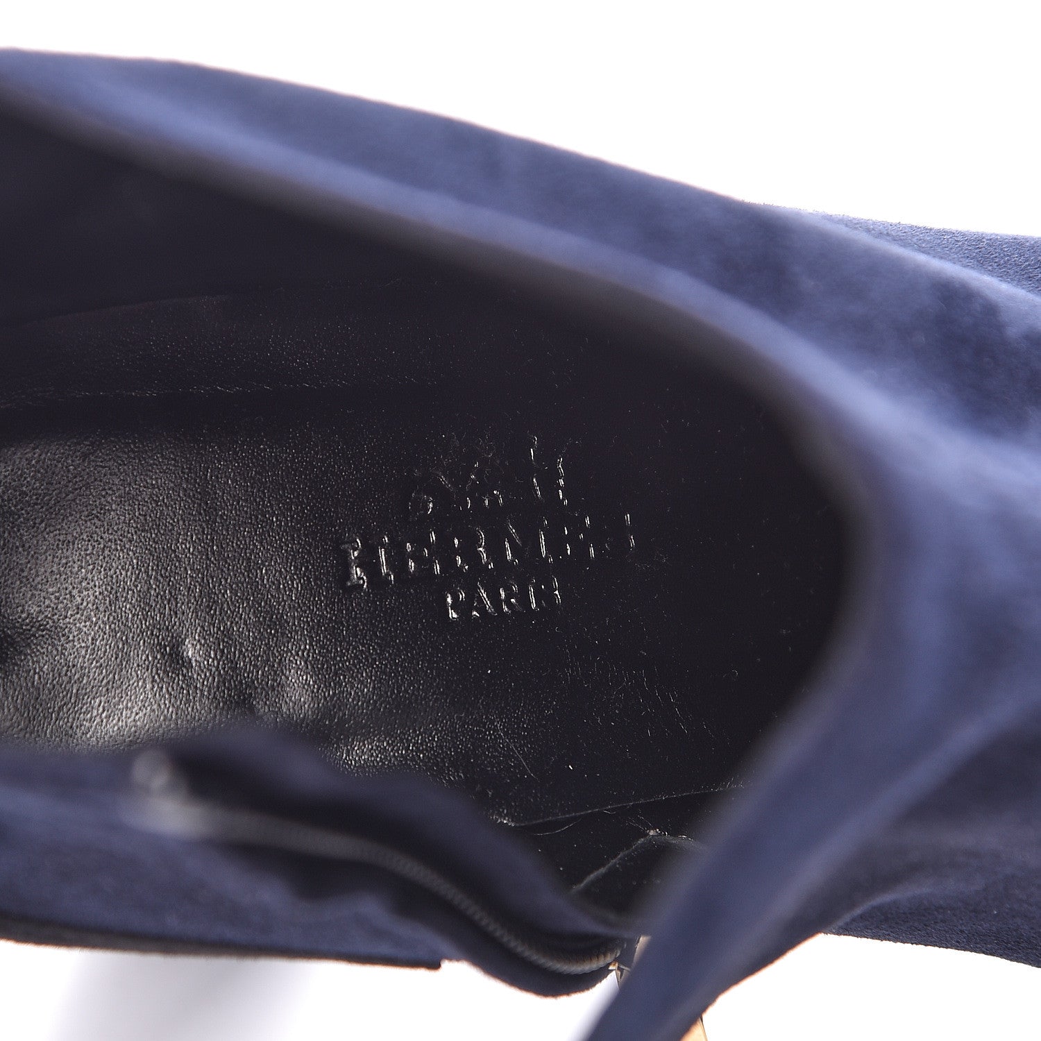 Hermes Suede Goatskin Neila Ankle Boots 37 Marine Black 8 of 13
