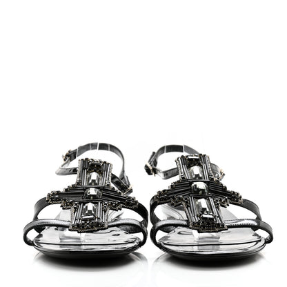 Chanel Patent Crystal Embellished Sandals 40 Black 2 of 9