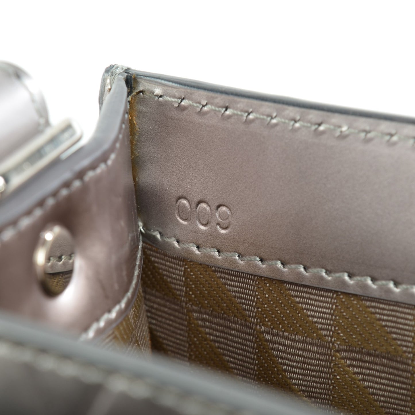 Diamond Embossed Patent PS11 Classic Shoulder Bag Silver