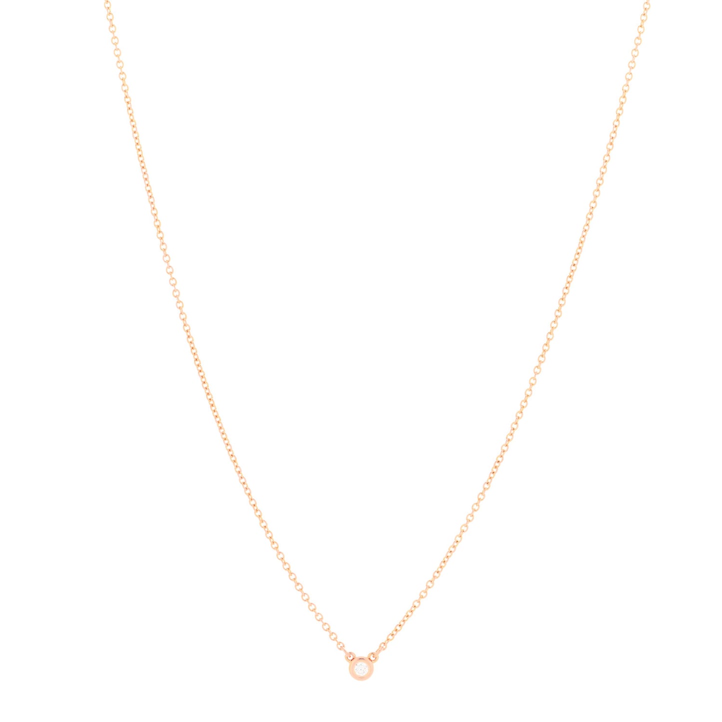 18K Rose Gold Diamond .03ct Elsa Peretti Diamonds by the Yard Pendant Necklace