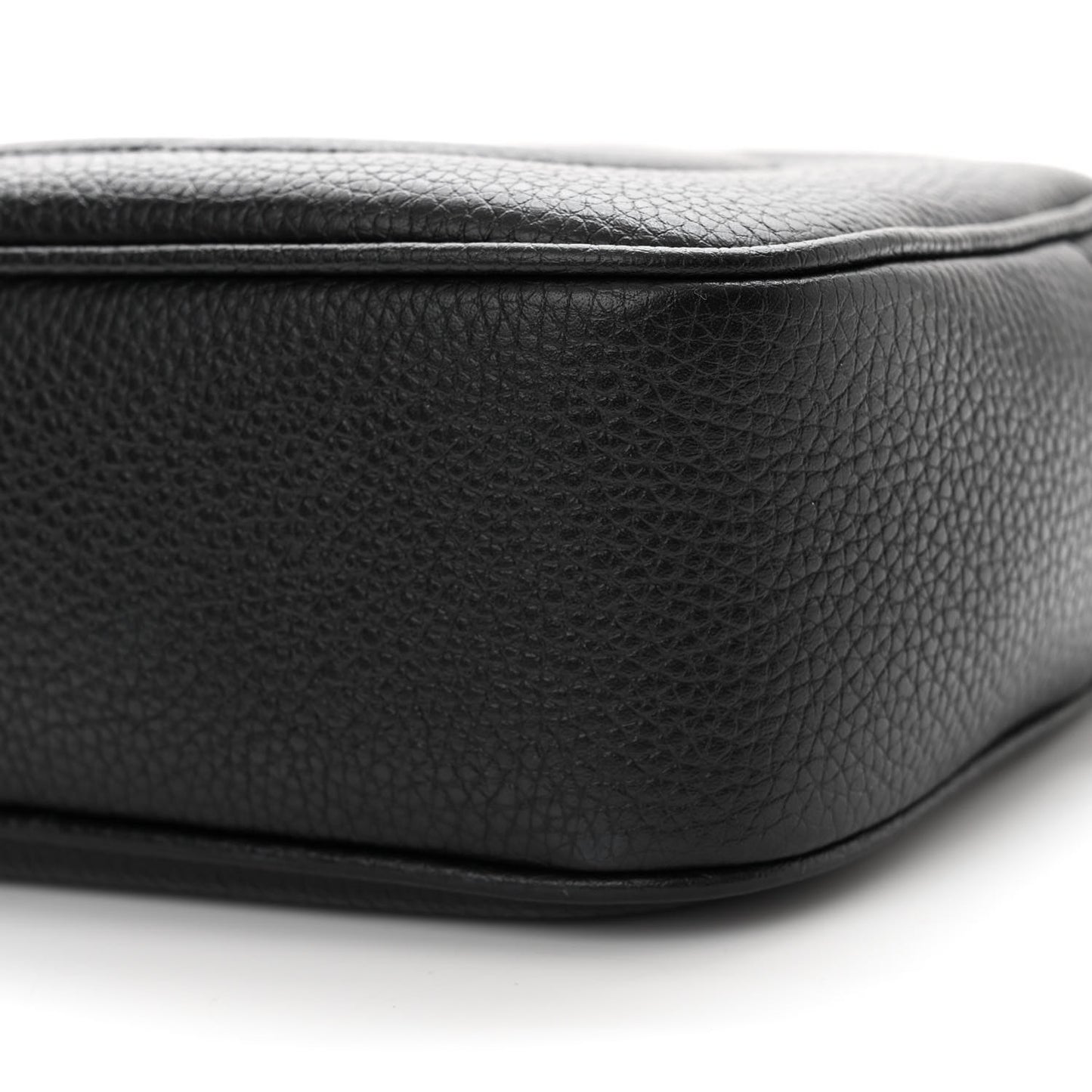 Pebbled Calfskin Small Soho Disco Bag Black