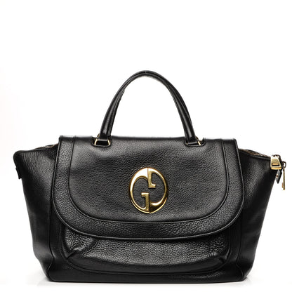 Gucci Pebbled Calfskin Medium 1973 Top Handle Satchel Black 1 of 8