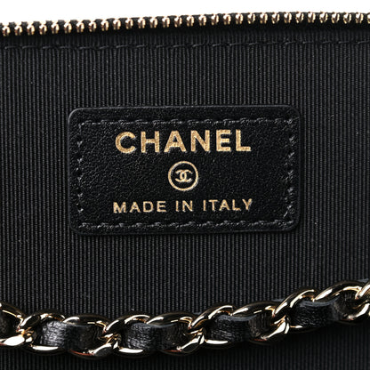Chanel Lambskin Camellia Embossed Small Vanity Case With Chain Black 6 of 11