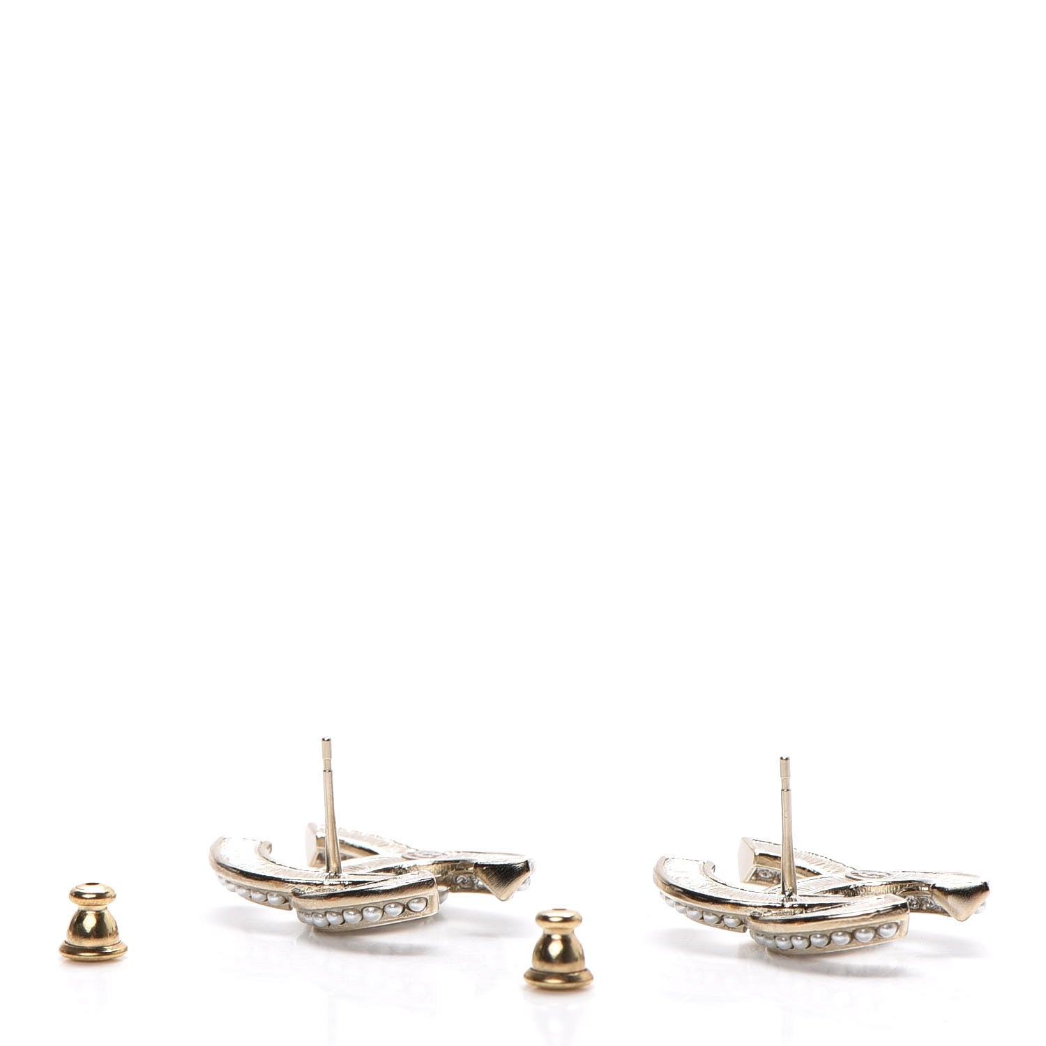 Chanel Crystal Pearl Chain Mania CC Earrings Gold 3 of 5