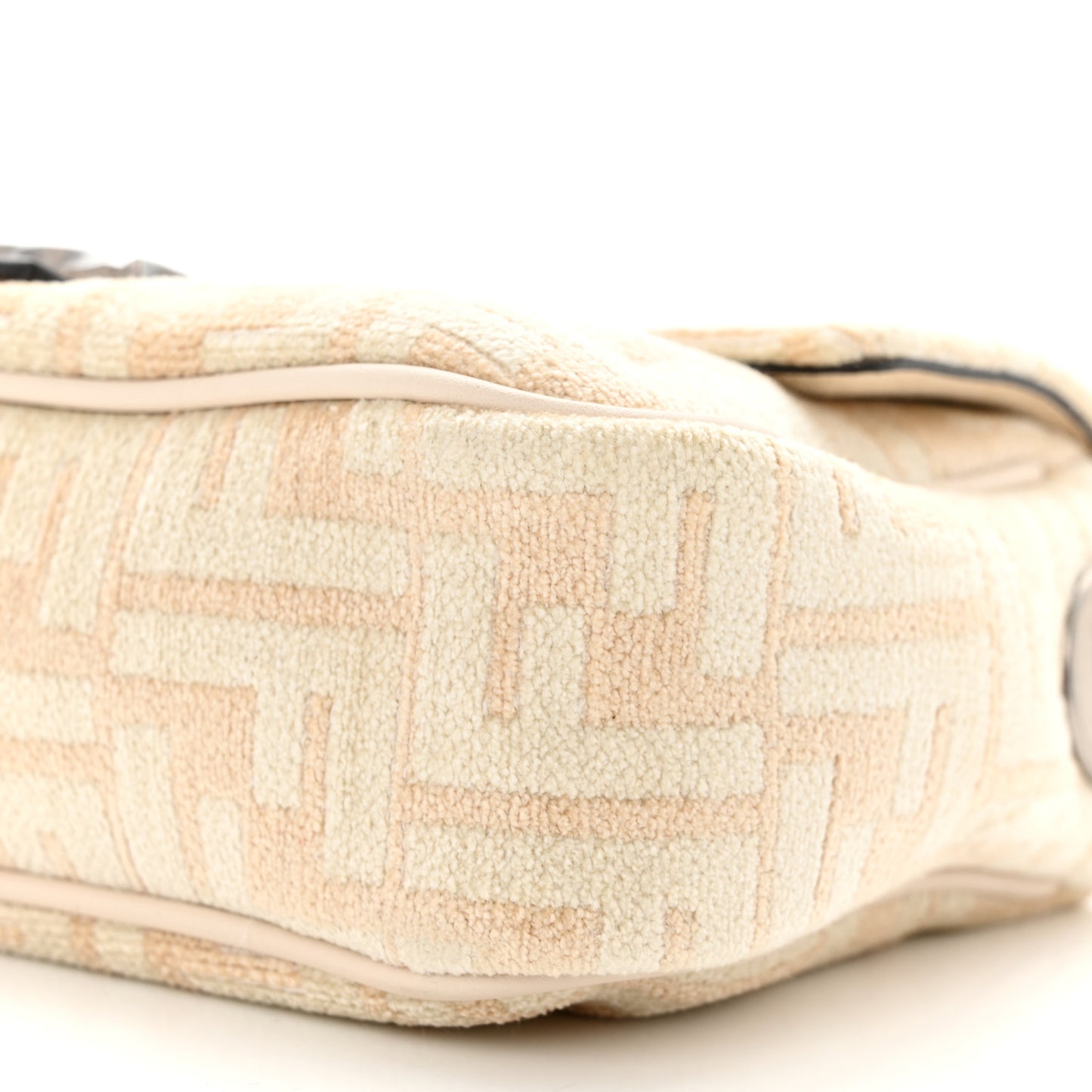 Chenille Vitello Seta FF Midi Chain Baguette White