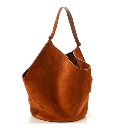 Khaite Suede Calfskin Medium Lotus Tote Caramel 3 of 8