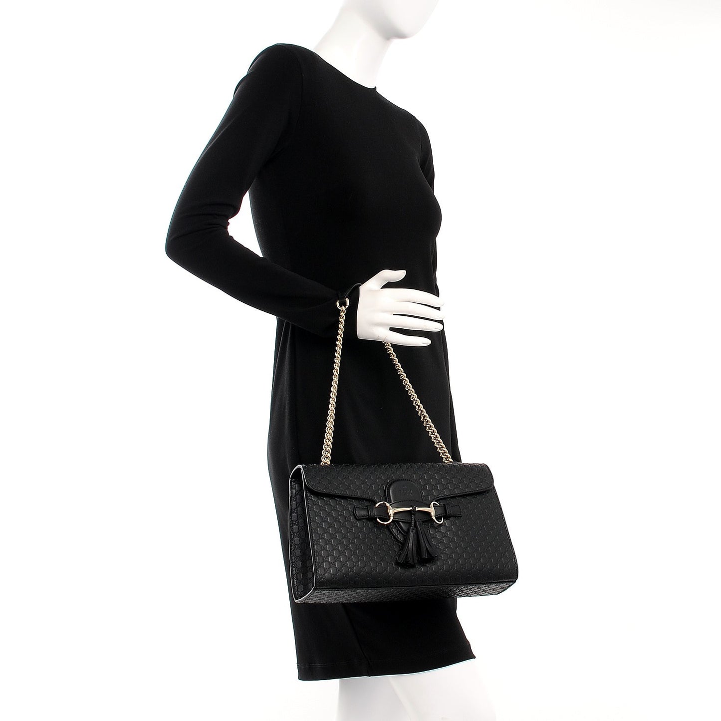Microguccissima Medium Emily Chain Shoulder Bag Black