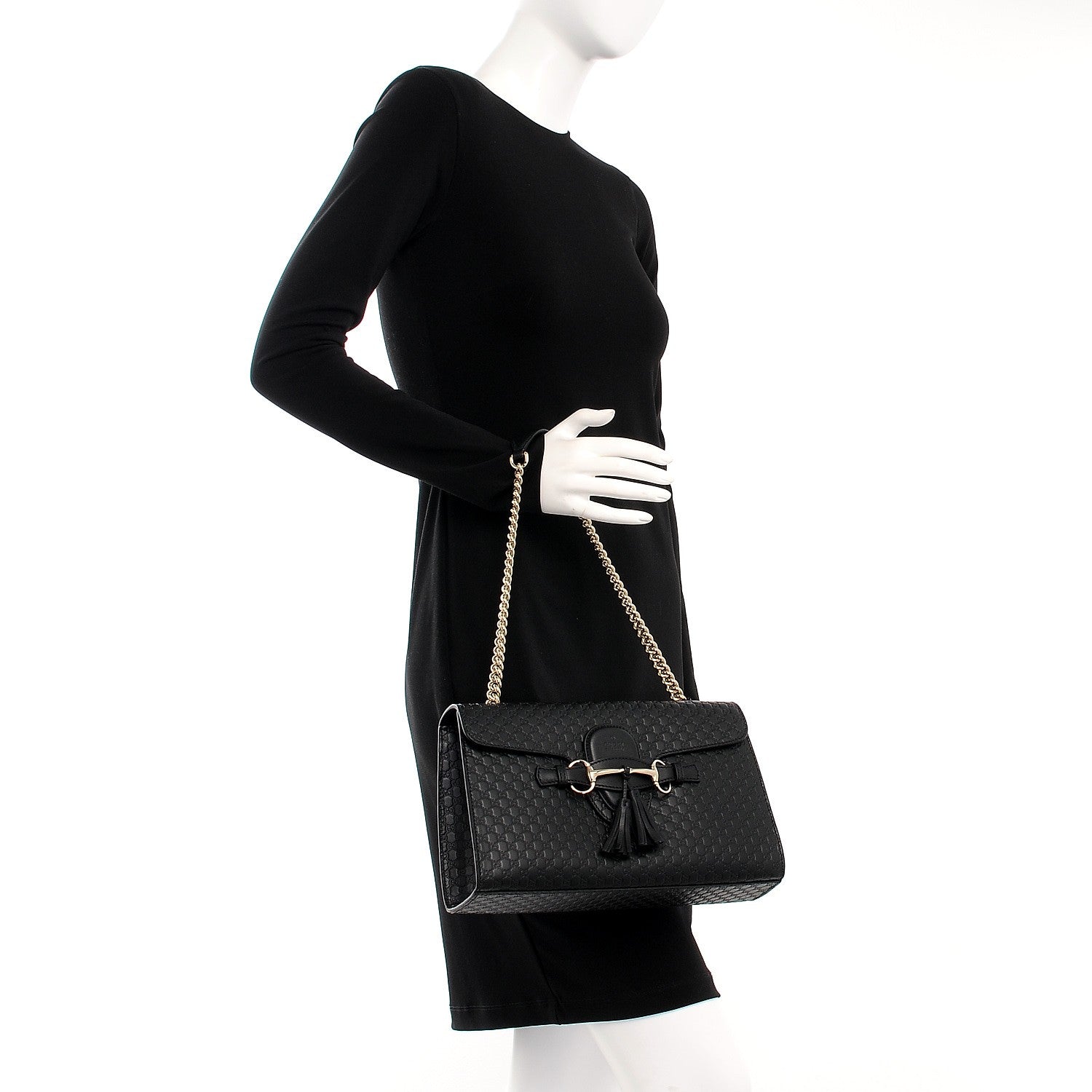 Gucci Microguccissima Medium Emily Chain Shoulder Bag Black 2 of 8