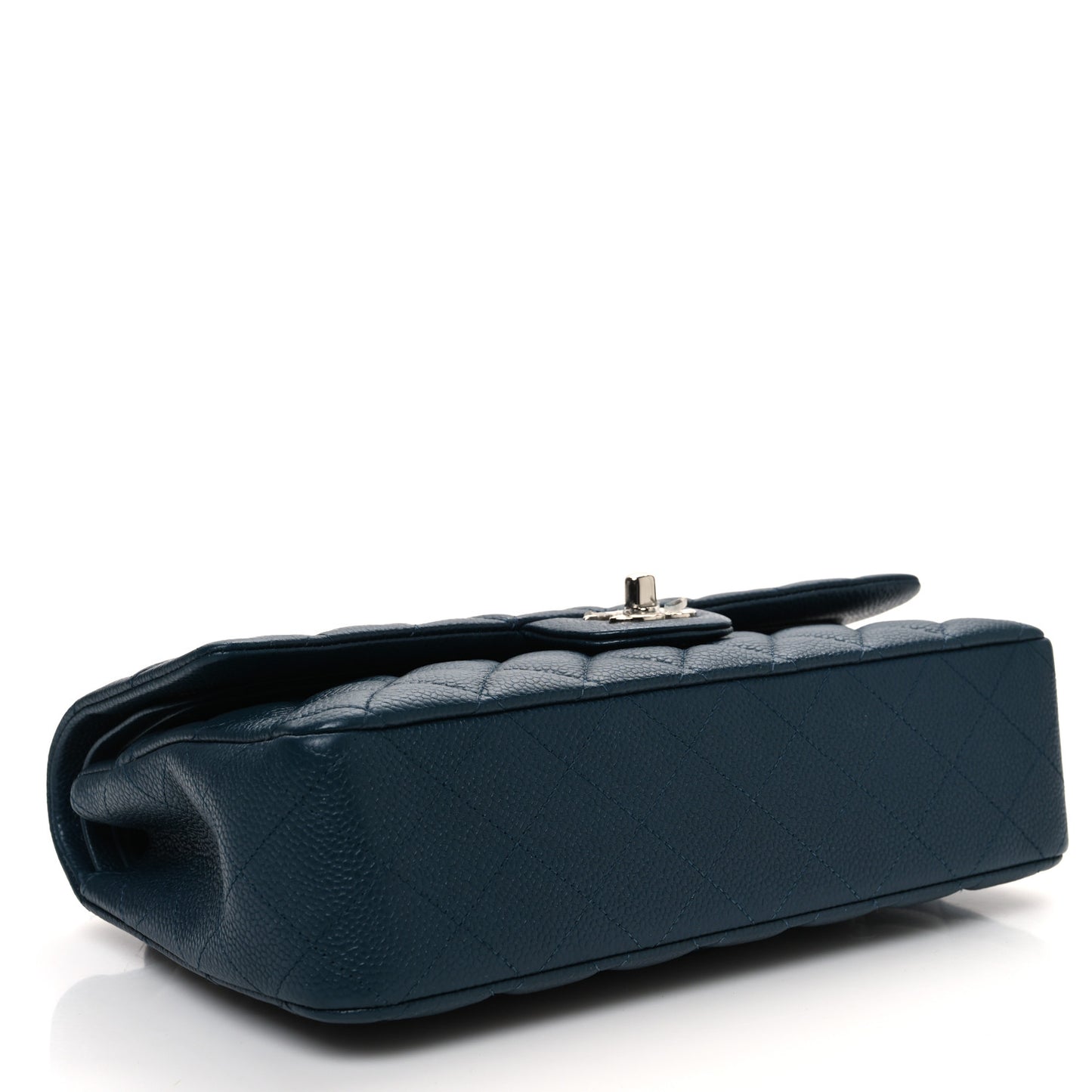 Caviar Quilted Medium Double Flap Dark Blue