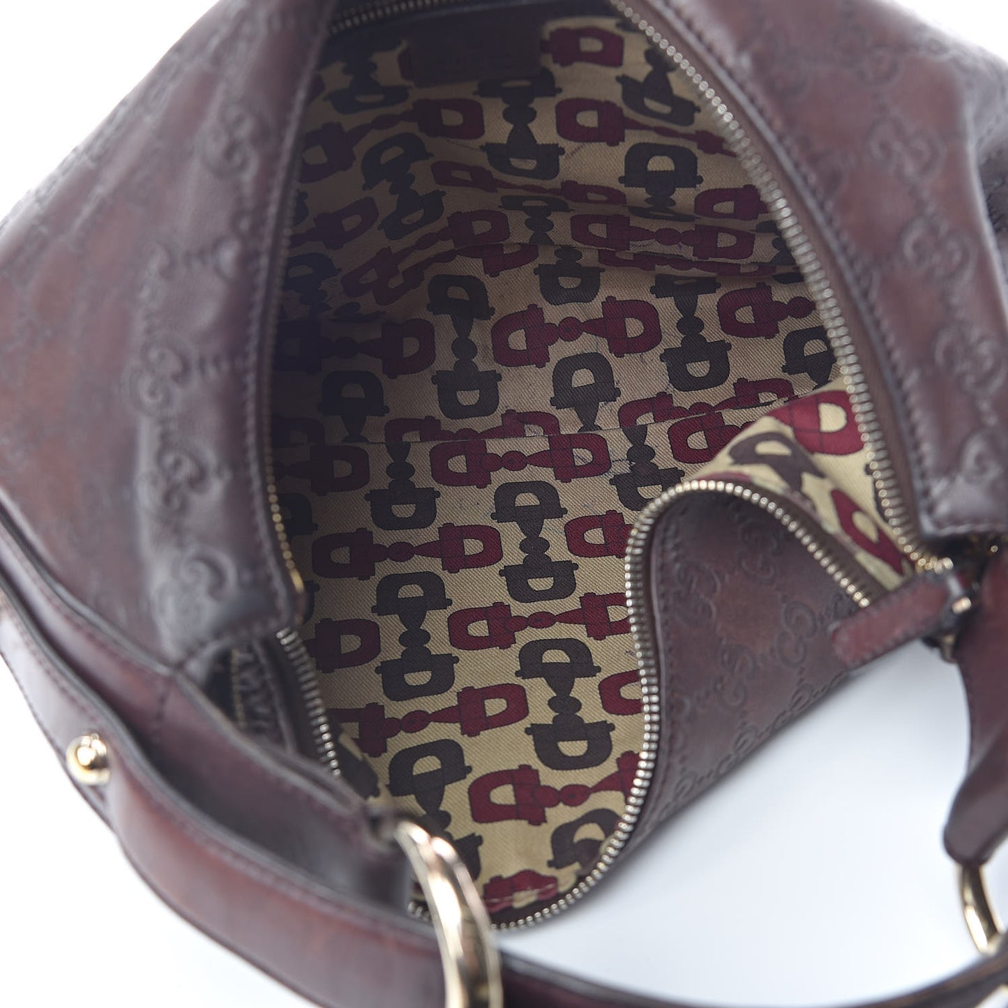 Calfskin Medium Horsebit Chain Hobo Brown