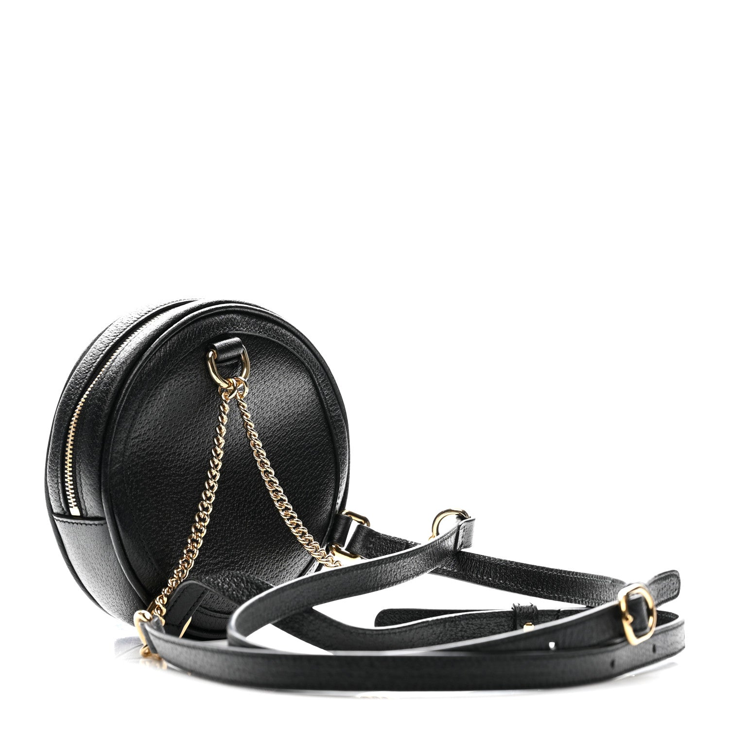 Gucci Grained Calfskin Web Mini Ophidia Round Shoulder Bag Black 3 of 13