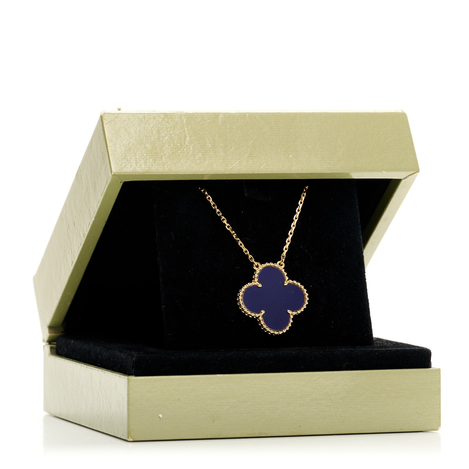 Van Cleef & Arpels 18K Yellow Gold Blue Sevres Porcelain Magic Alhambra Vendome Necklace 5 of 5