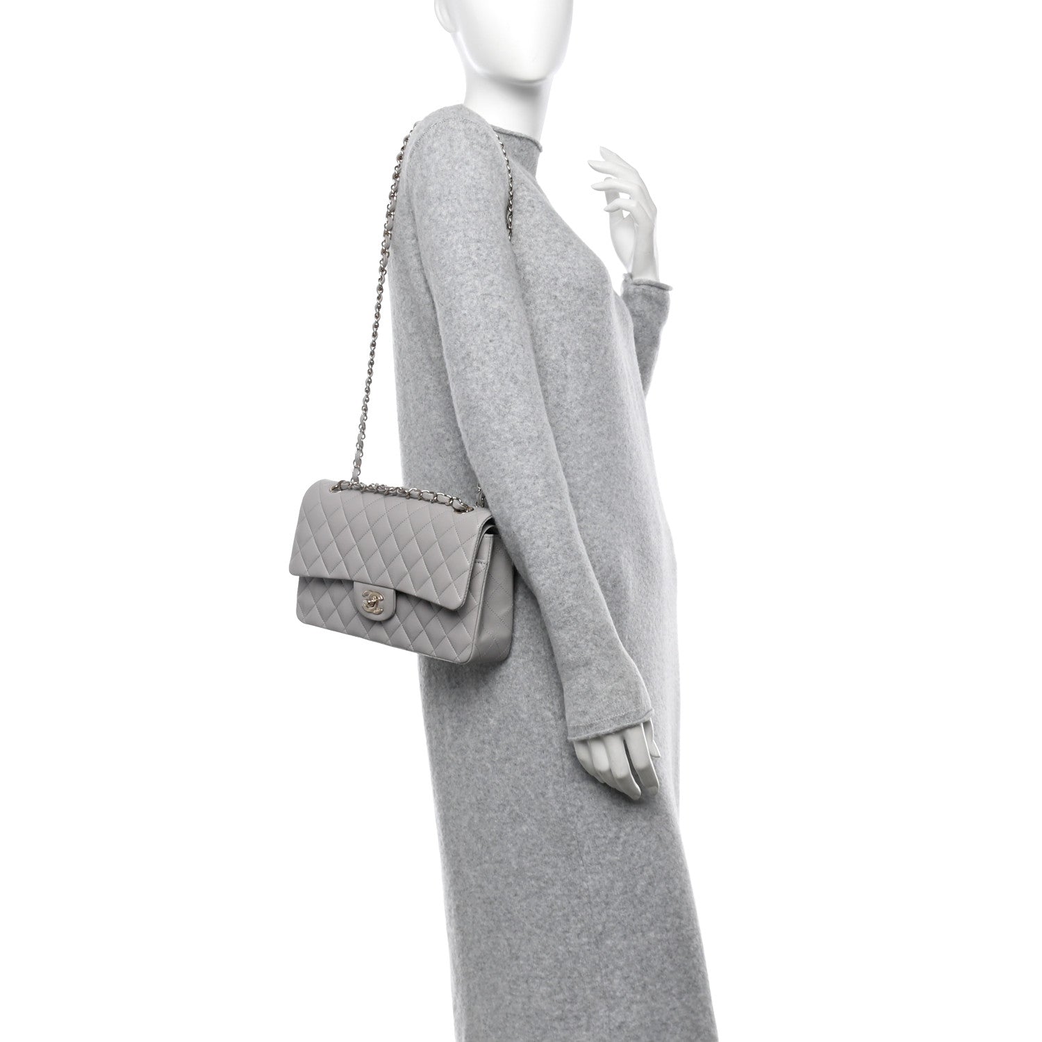 Chanel Lambskin Quilted Medium Double Flap Grey 2 of 11