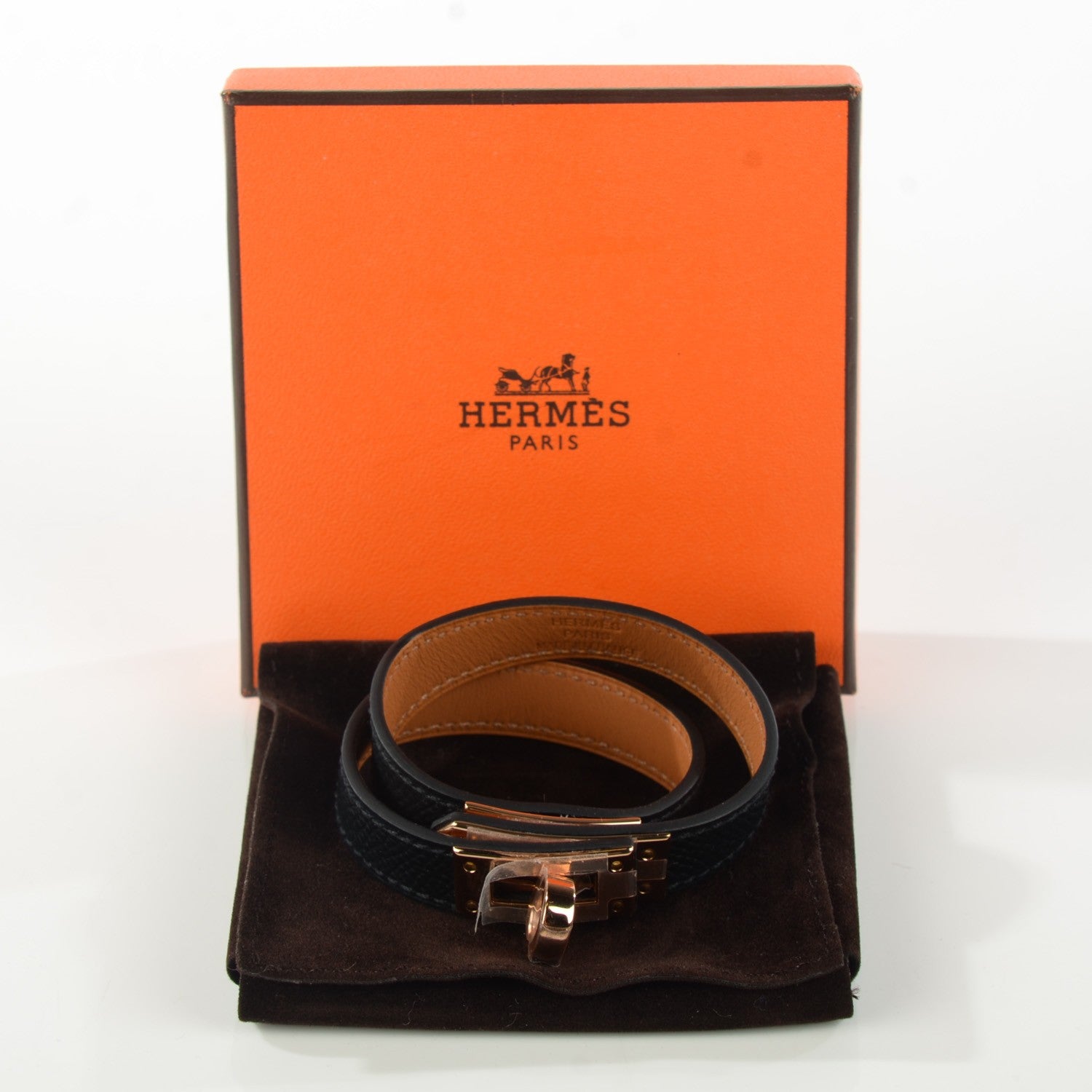 Hermes Epsom Kelly Double Tour Bracelet XS Black 4 of 8