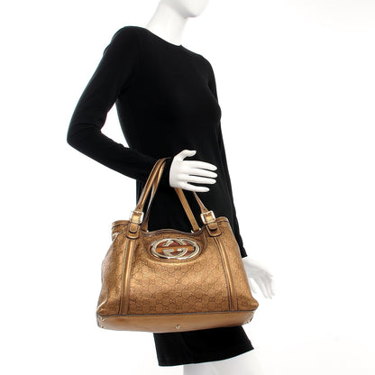 Gucci Metallic Guccissima Medium Britt Tote Gold 2 of 12