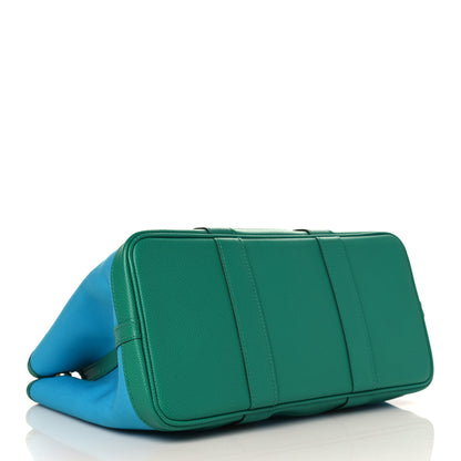 Hermes Toile Epsom Verso Garden Party 30 TPM Bleu Azteque Menthe Jade 4 of 10