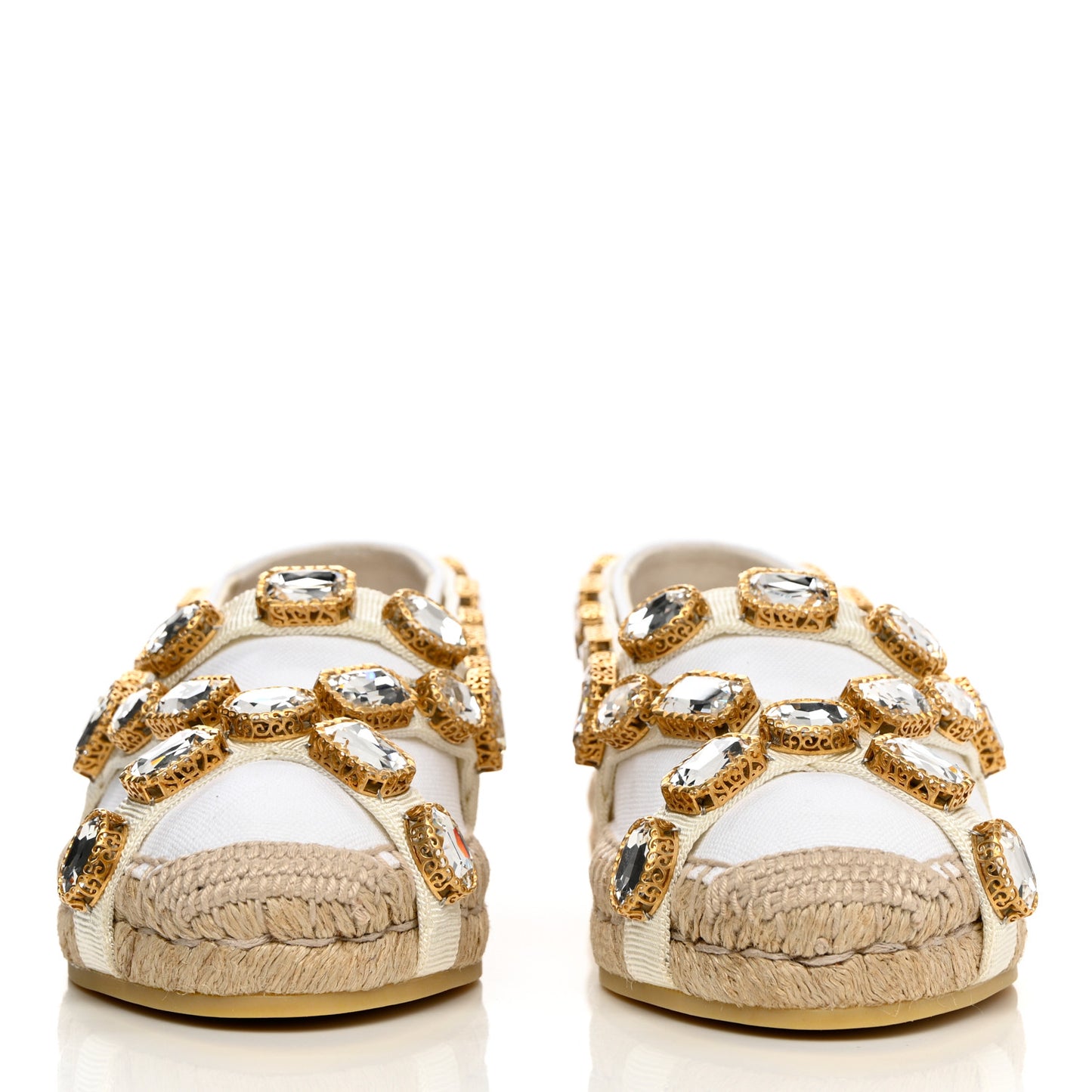 Canvas Crystal Embellished Espadrilles 36.5 Great White