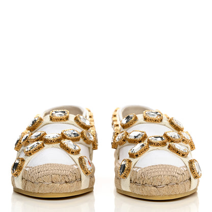 Gucci Canvas Crystal Embellished Espadrilles 36.5 Great White 2 of 9
