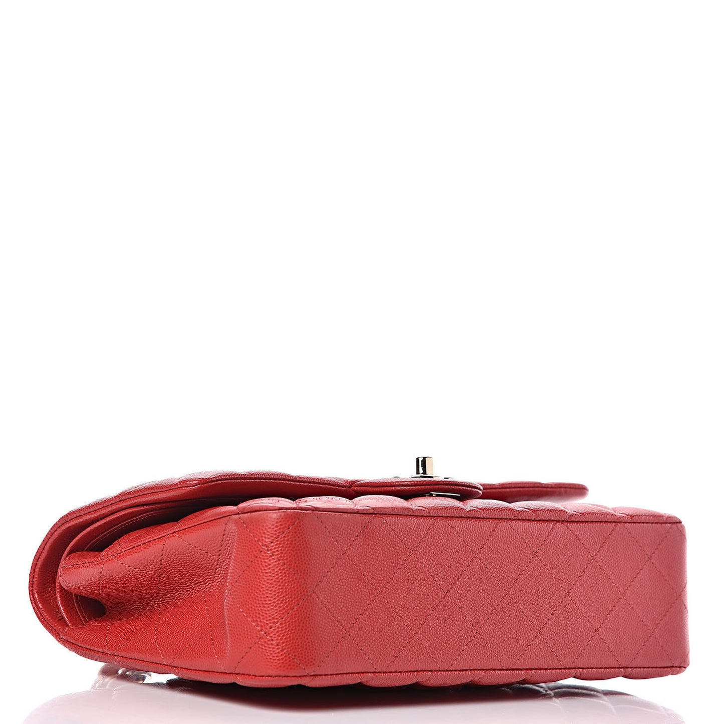 Caviar Quilted Medium Double Flap Red