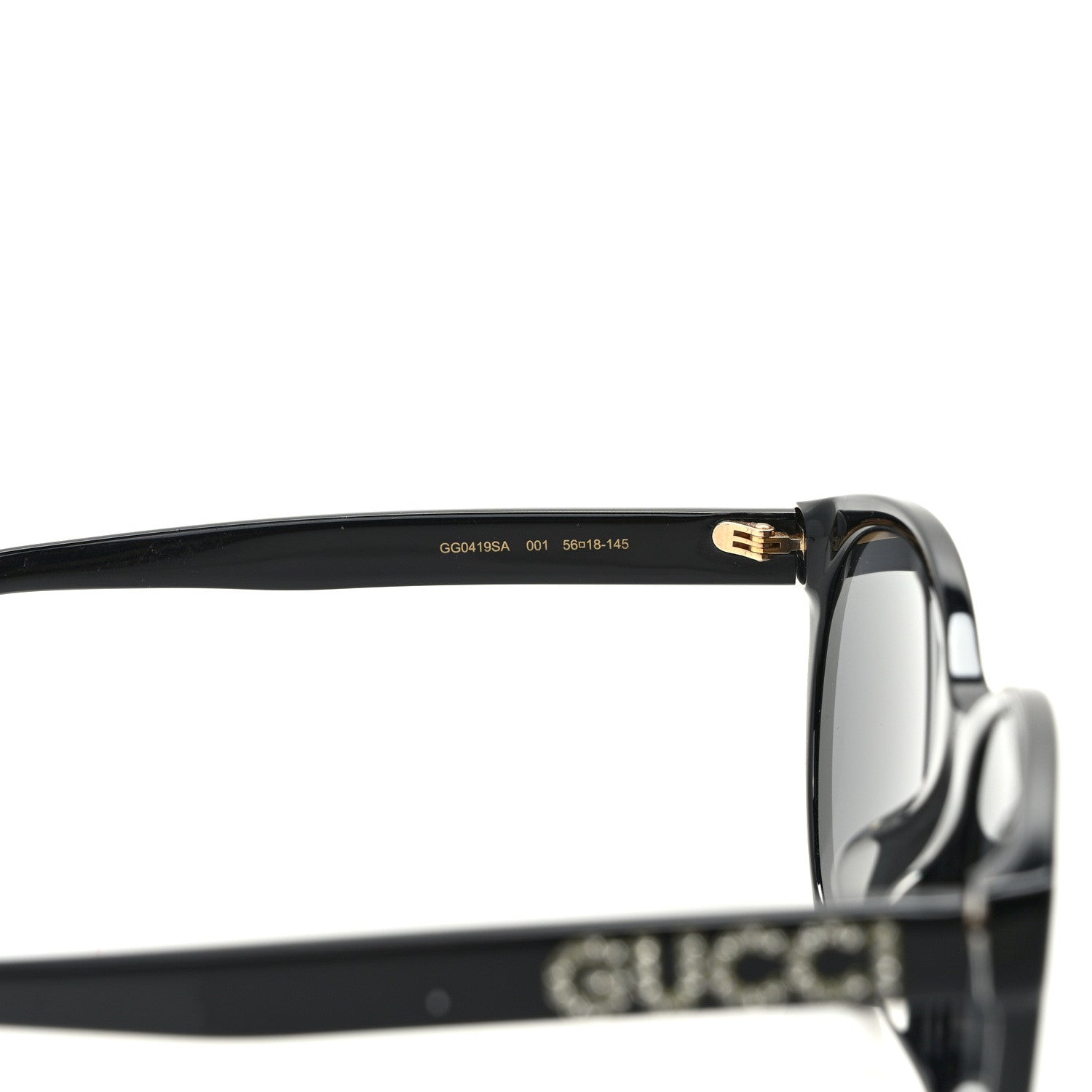 Gucci Round Frame Crystal Sunglasses GG 0419S Black 6 of 7