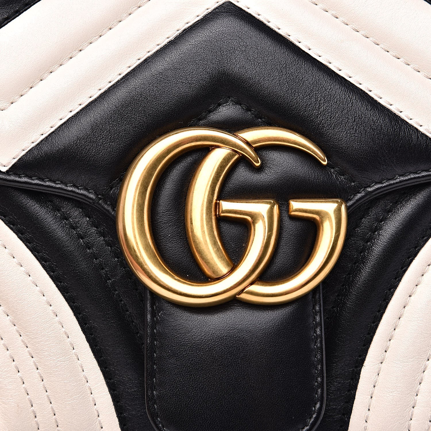 Gucci Calfskin Matelasse Small GG Marmont Shoulder Bag Black White 10 of 15