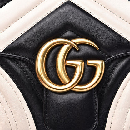 Gucci Calfskin Matelasse Small GG Marmont Shoulder Bag Black White 10 of 15