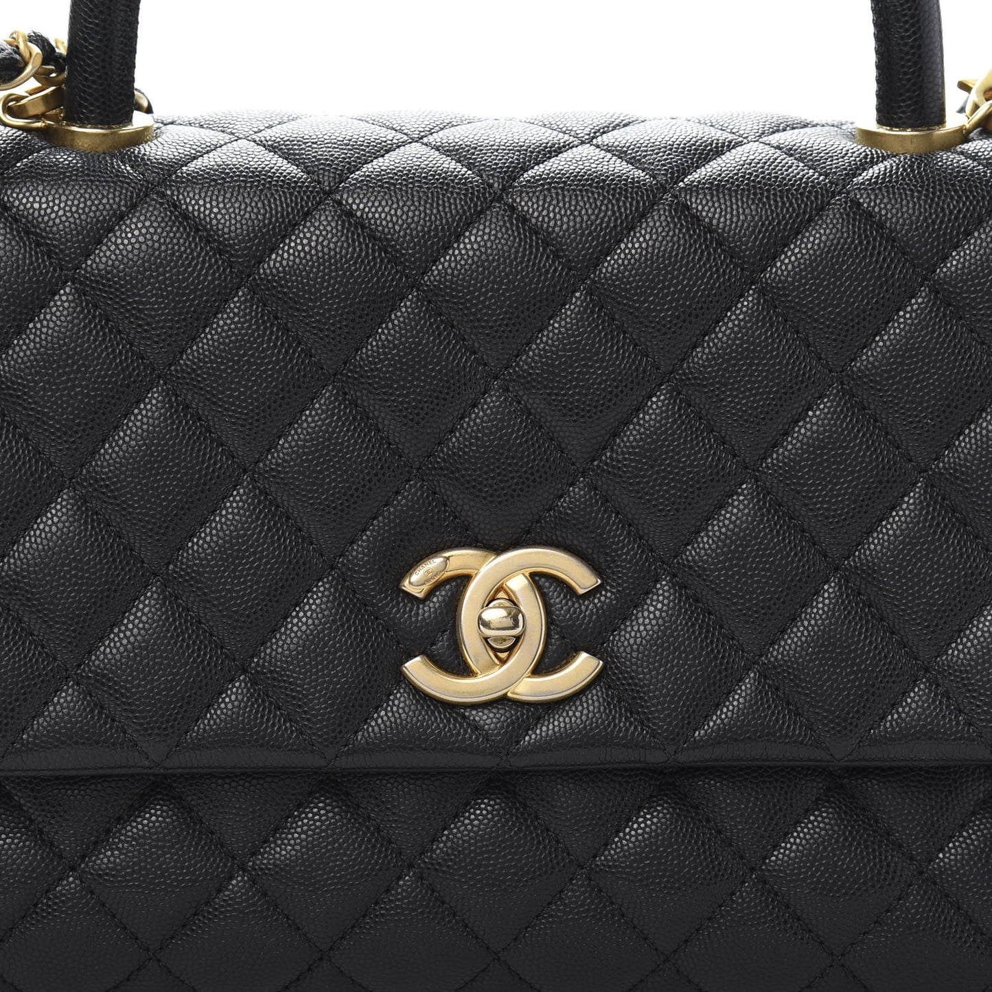 Caviar Quilted Small Coco Handle Flap Black