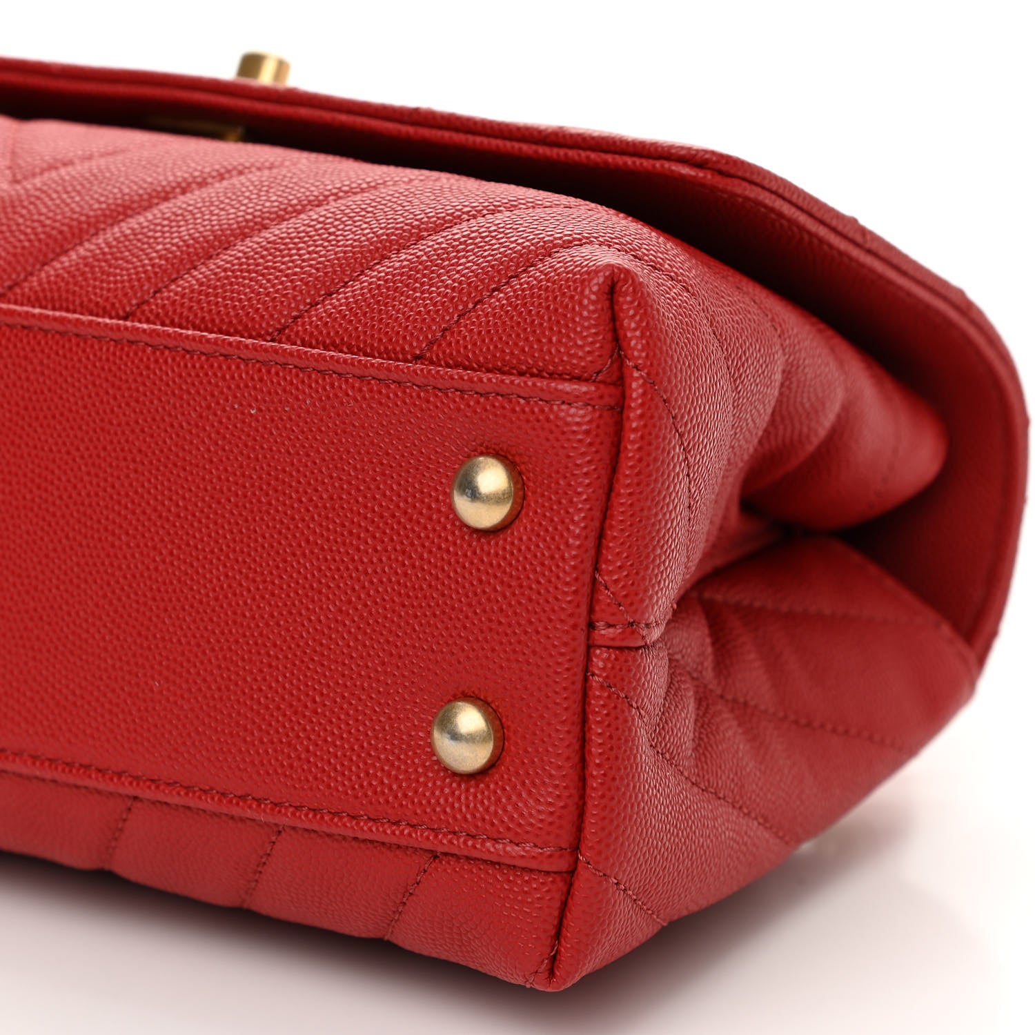 Chanel Caviar Chevron Quilted Mini Coco Handle Flap Red 10 of 11