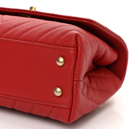 Chanel Caviar Chevron Quilted Mini Coco Handle Flap Red 10 of 11