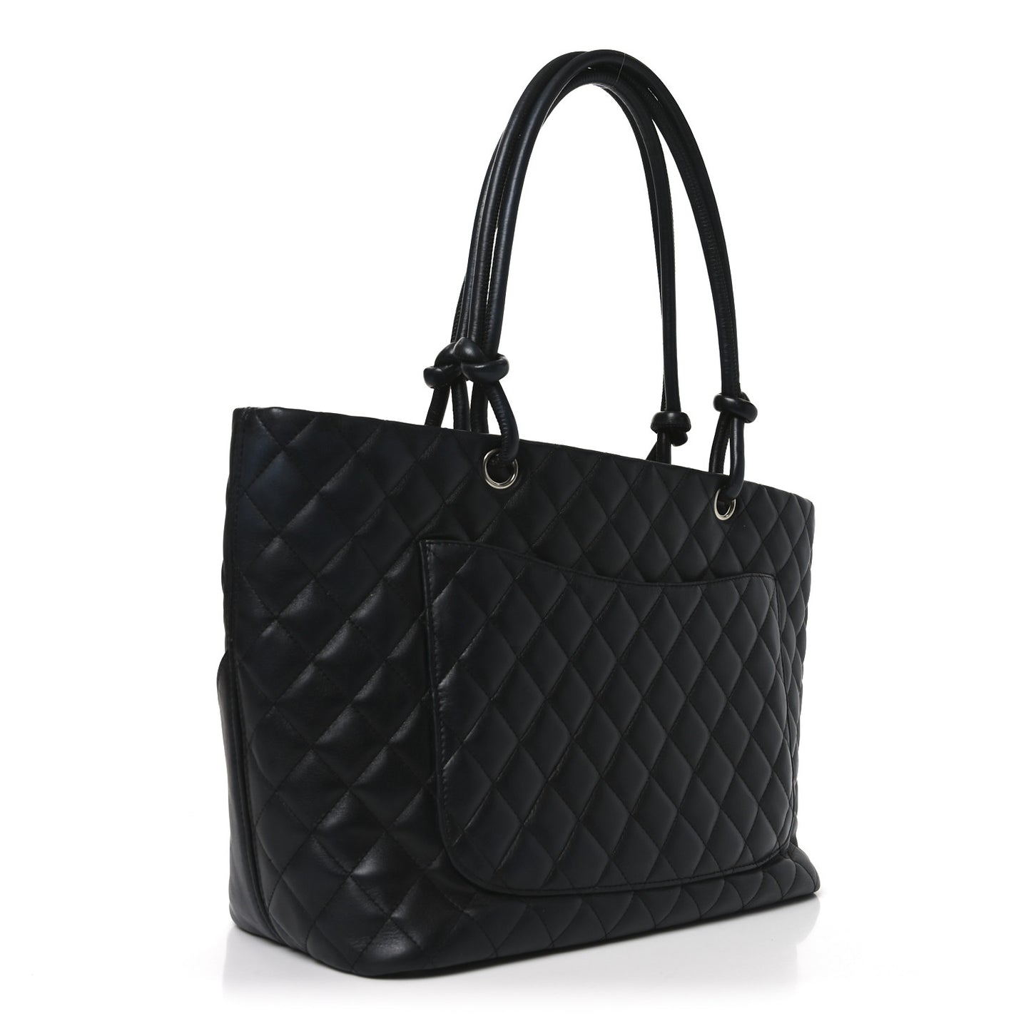 Calfskin Quilted Large Cambon Tote Black White
