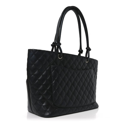 Chanel Calfskin Quilted Large Cambon Tote Black White 3 of 10