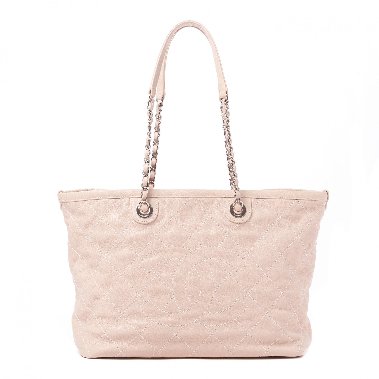 Chanel Grained Calfskin Quilted Small Daily Shopping Tote Light Pink 1 of 10