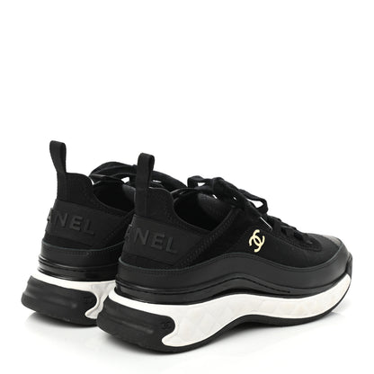 Chanel Velvet Calfskin Mixed Fibers CC Sneakers 37 Black 4 of 8