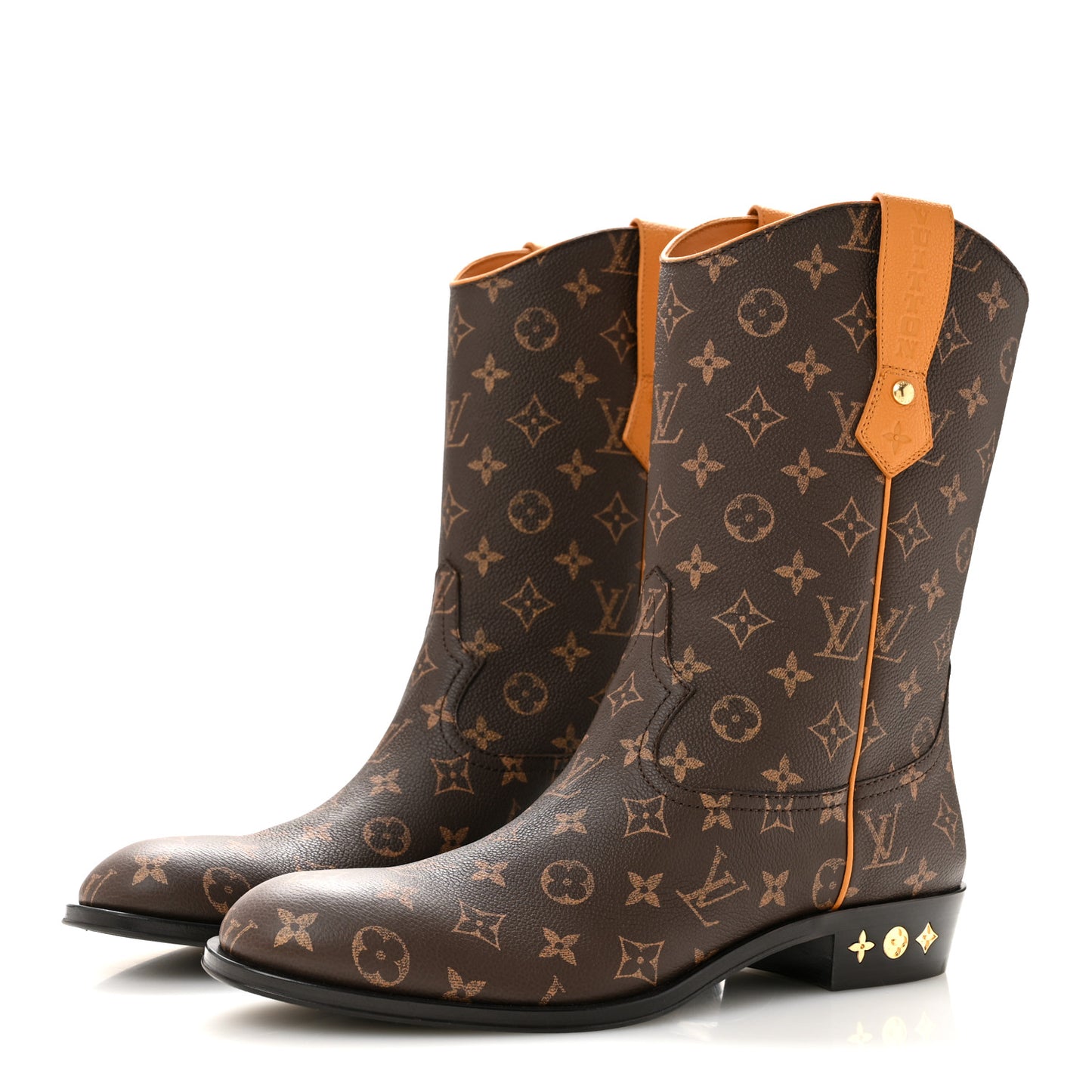 Grained Calfskin Monogram Macassar Mens LV Rider Boots 10.5 Safran Yellow