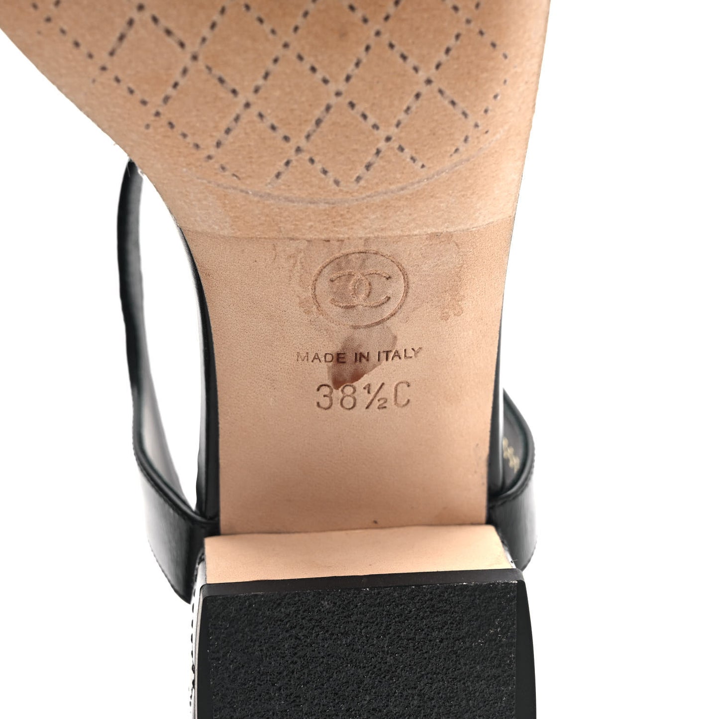 Calfskin Medallion CC Thong Sandals 38.5 Black