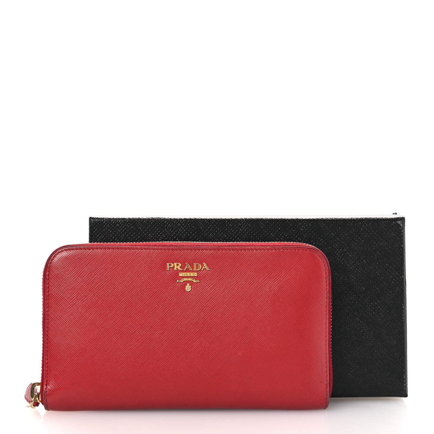 Prada Saffiano Metal Zip Around Wallet Fuoco 14 of 14
