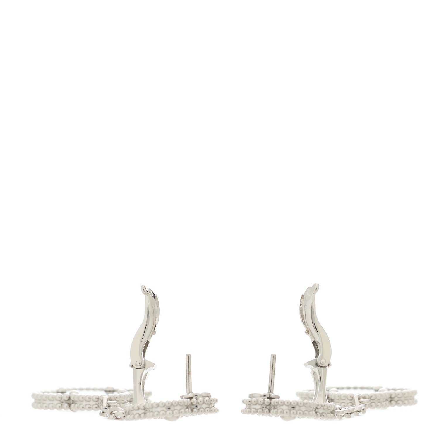 Van Cleef & Arpels 18K White Gold Diamond Black Onyx Magic Alhambra 2 Motifs Earrings 3 of 5