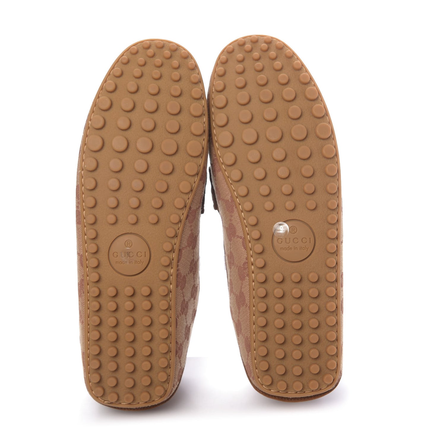 GG Monogram Suede Mens Driver Loafers 9 Beige Ruggine Cuir