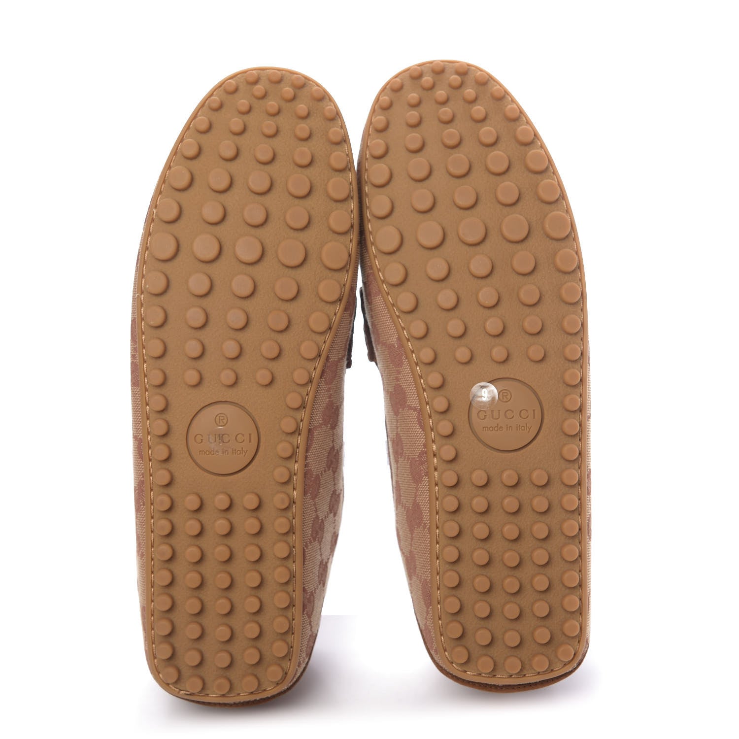 Gucci GG Monogram Suede Mens Driver Loafers 9 Beige Ruggine Cuir 6 of 11