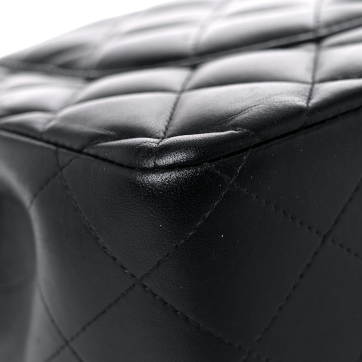 Lambskin Quilted Jumbo Double Flap Black