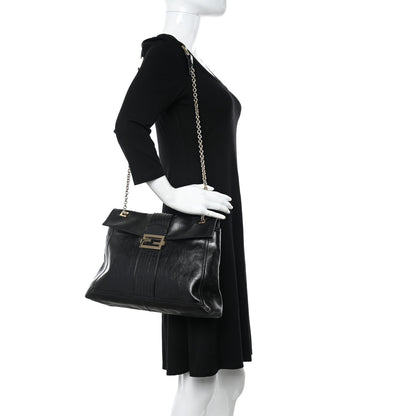 Fendi Vitello Acqua Maxi Baguette Shoulder Bag Black 2 of 10