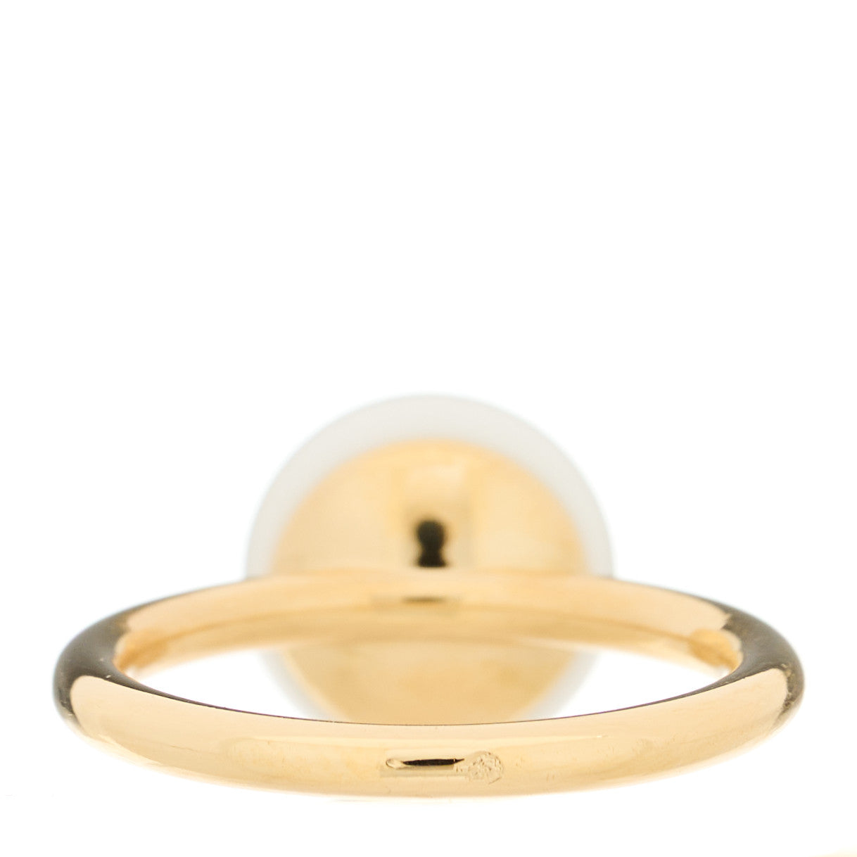 18K Yellow Gold Diamond White Agate Idylle Blossom Ring 53 6.25