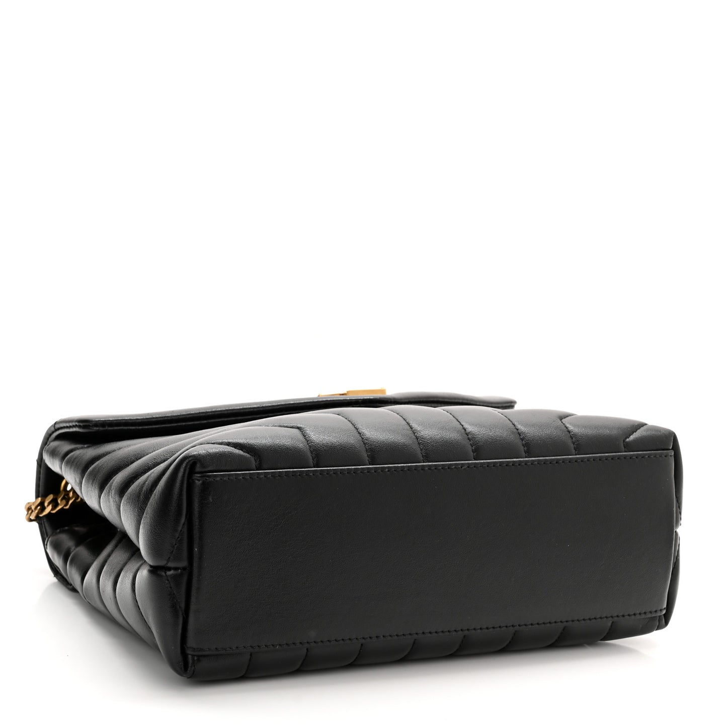 Calfskin Y Quilted Monogram Small Loulou Chain Satchel Black