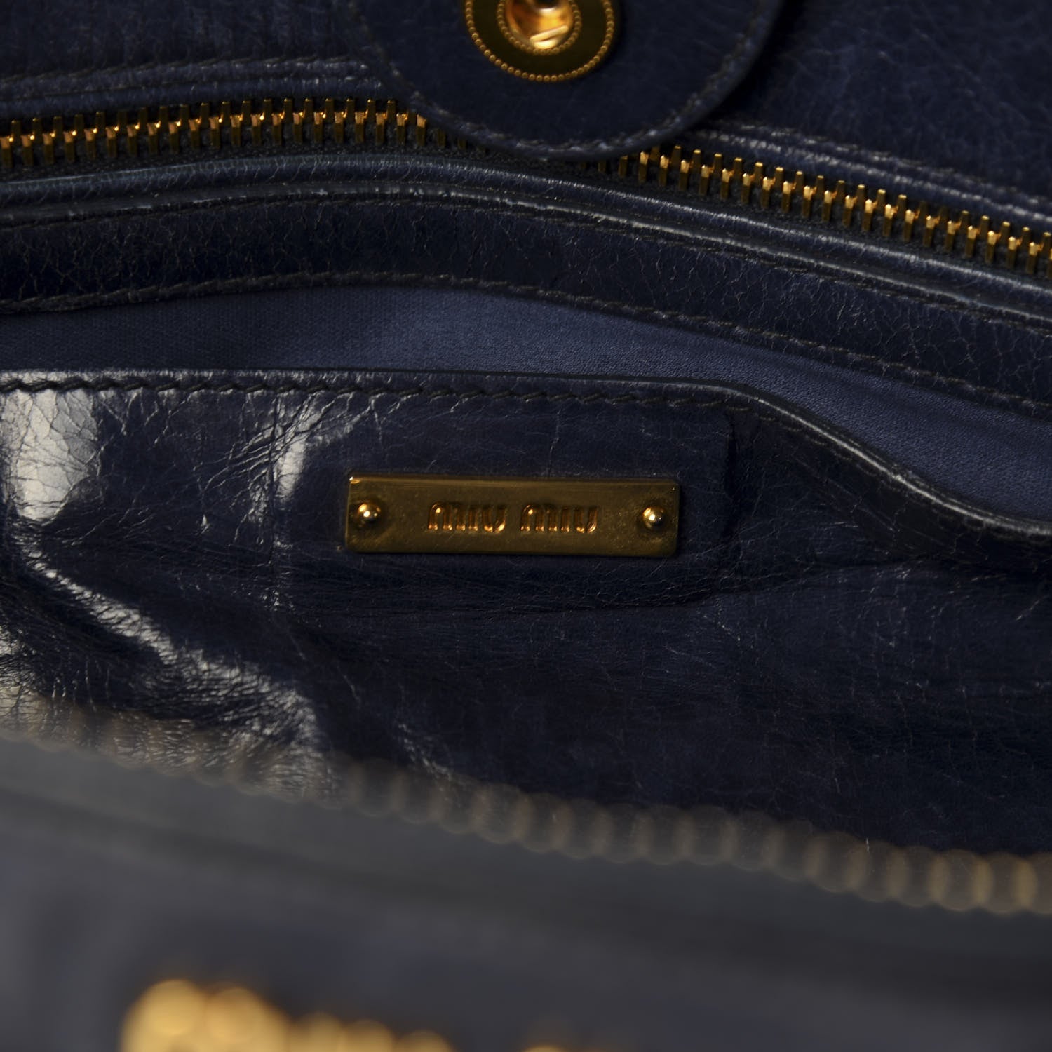 Miu Miu Vitello Shine Top Handle Satchel Bleuette 8 of 9