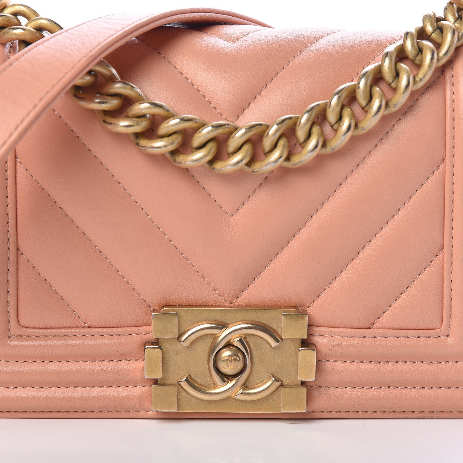 Chanel Calfskin Chevron Quilted Small Boy Flap Light Orange 11 of 20