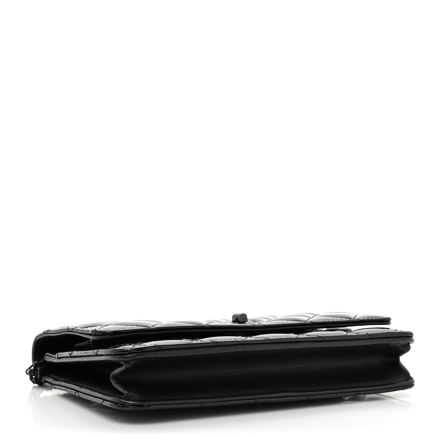 Patent Calfskin Quilted Reissue Wallet On Chain WOC So Black
